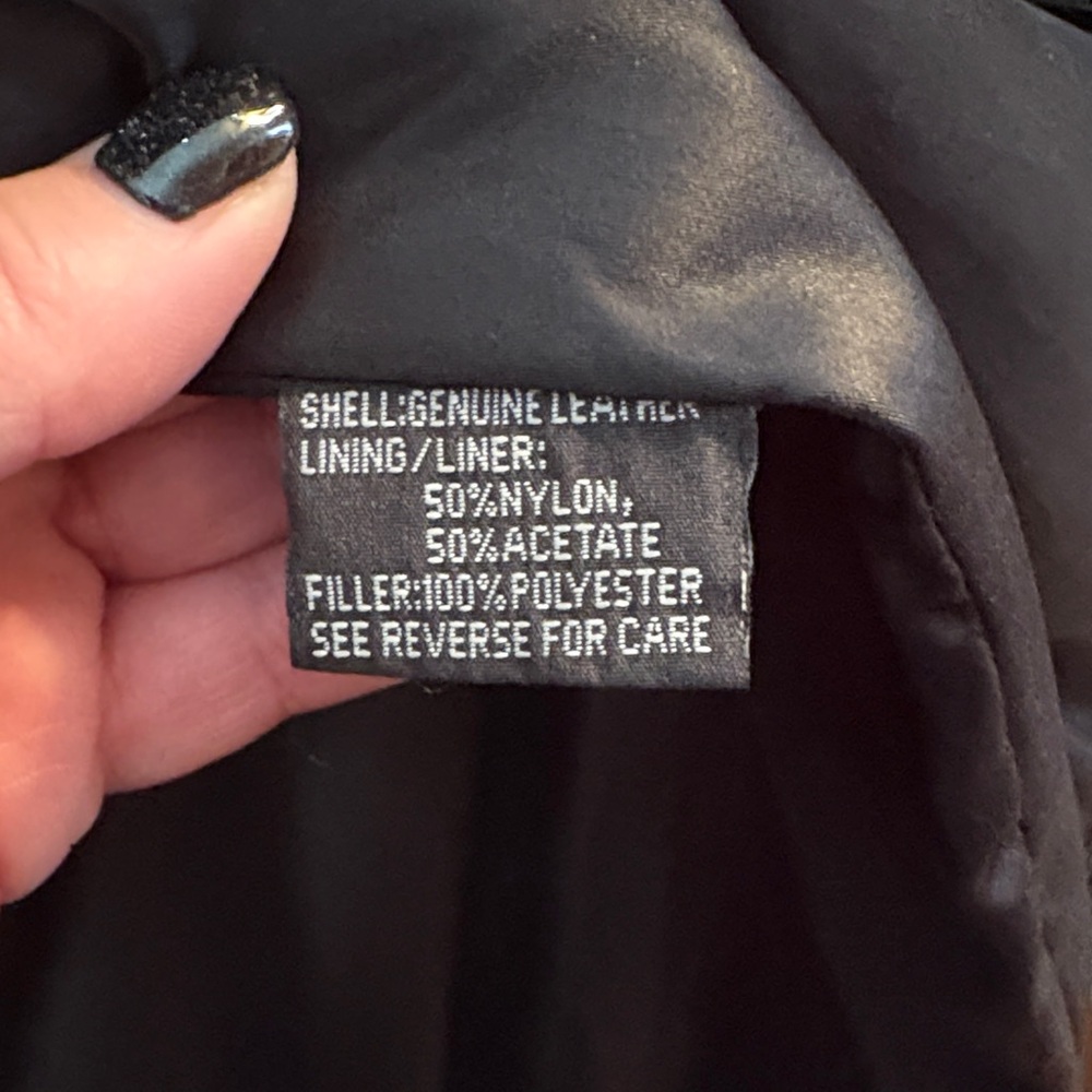 Black Leather Jacket with Red Accents - Picture 5 of 5